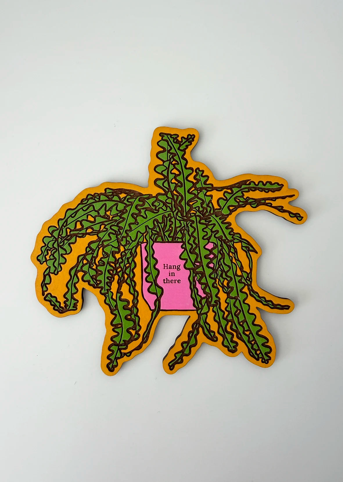 Hand-Painted Magnet | Fishbone Cactus | Green / Pink / Sunshine | Height 12cm