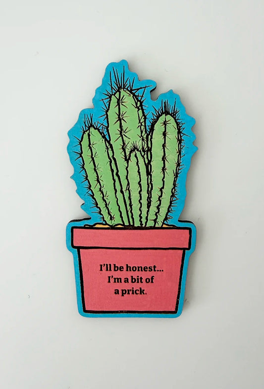 Hand-Painted Mini Magnet | Prickly Cactus | Mint & Coral | Height 8cm