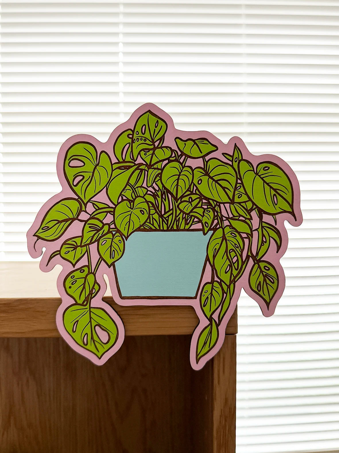 FloraGrafik Shelf Plant | Monstera Adansonii | Light Green / Ice Blue / Baby Pink | Individually Hand-Painted