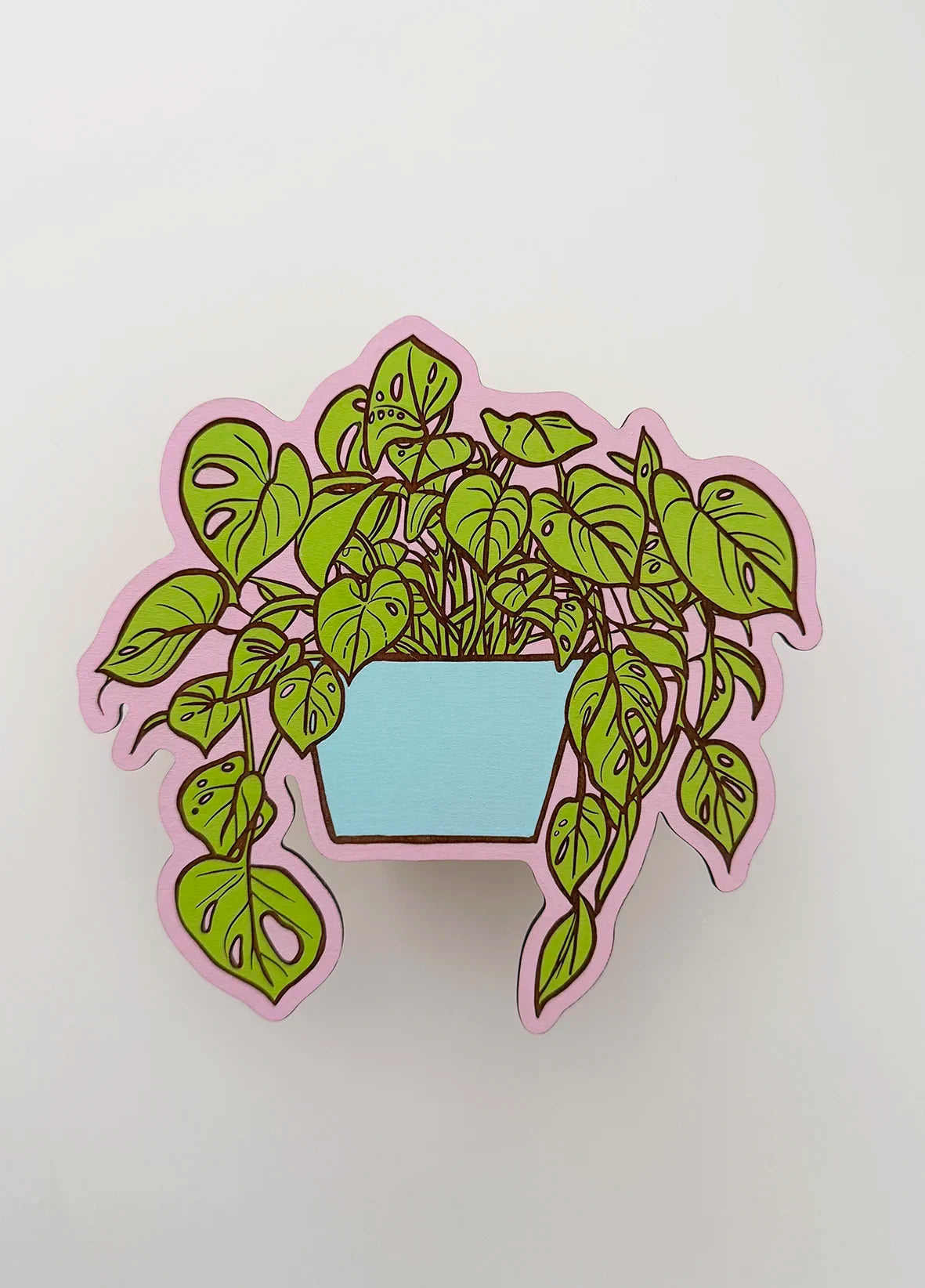 FloraGrafik Shelf Plant | Monstera Adansonii | Light Green / Ice Blue / Baby Pink | Individually Hand-Painted