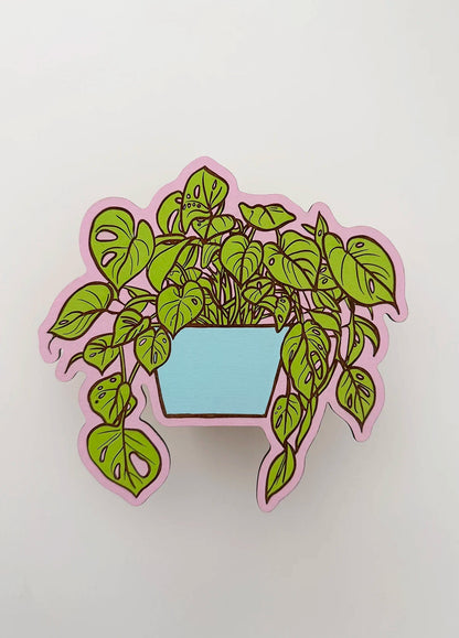 FloraGrafik Shelf Plant | Monstera Adansonii | Light Green / Ice Blue / Baby Pink | Individually Hand-Painted